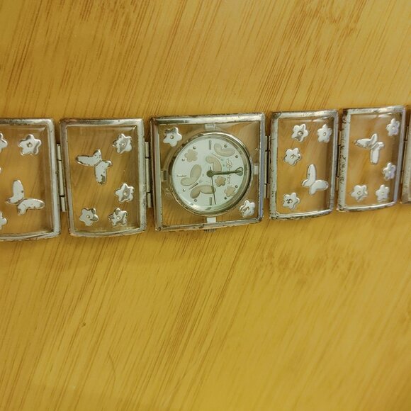 Brighton Watch Gainesville  Silver Floral Butterfly Flower Quartz Movement - Picture 7 of 7
